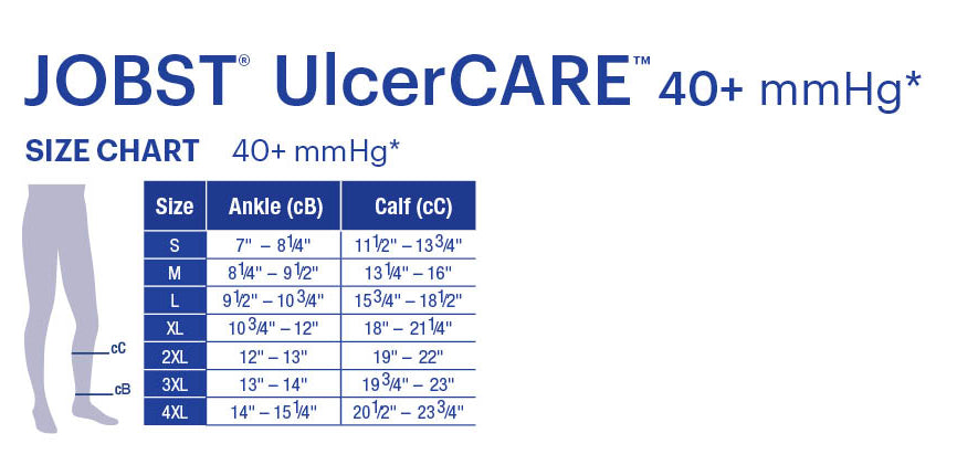 JOBST UlcerCARE 40+ mmHg Knee High size chart