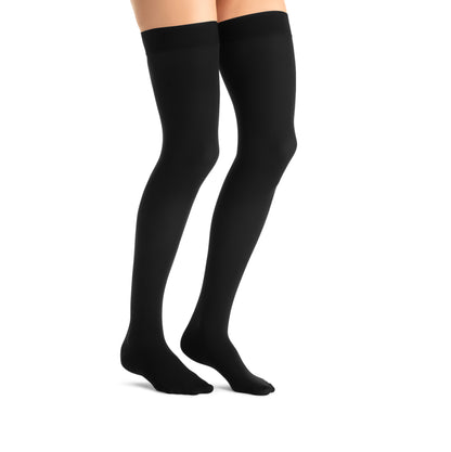 JOBST Opaque Compression Stockings 15-20 mmHg Thigh High Sensitive Band Petite Closed Toe