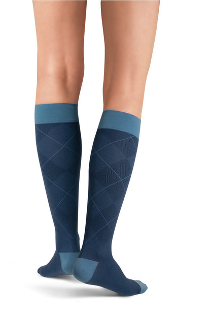 JOBST Casual Pattern Compression Socks 20-30 mmHg, Knee High, Closed Toe, Full Calf Petite