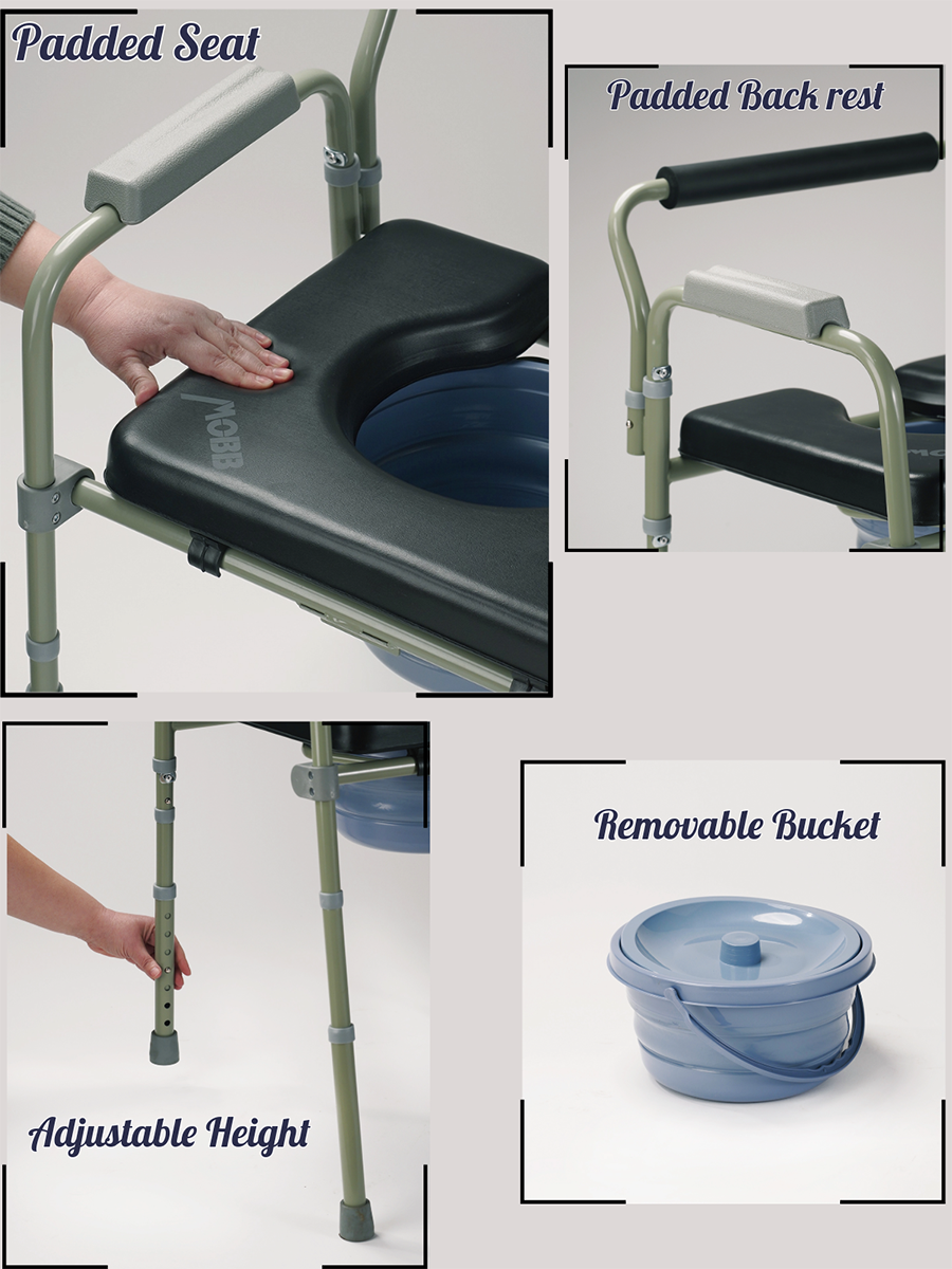 Padded Folding Commode Chair — MOBB Home Health Care, detail view