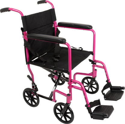 ProBasics Aluminum Transport Wheelchair - Black and Pink | Probasics - Factory Direct Medical