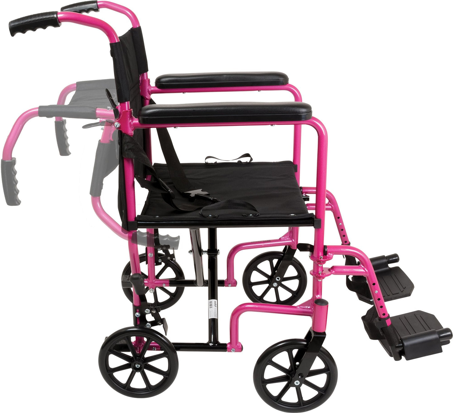 ProBasics Aluminum Transport Wheelchair - Black and Pink | Probasics - Factory Direct Medical