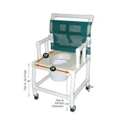 PVC Wheeled Commode - 18" x 18" - 150HL | Ezee Life - Factory Direct Medical