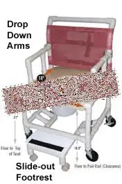 PVC Wheeled Commode - 18" x 18" - 155HL | Ezee Life - Factory Direct Medical