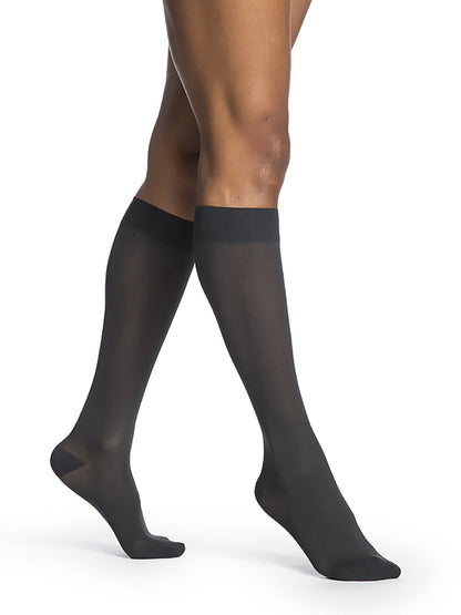 Sigvaris 750 Medium Sheer Compression Socks 20 - 30 mmHg Calf High for Women Closed Toe | Sigvaris - Factory Direct Medical