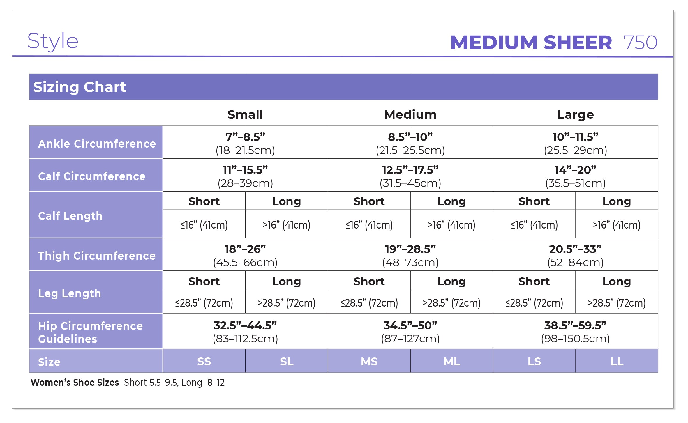 Sigvaris Women's Style Medium Sheer Calf 20-30mmHg Women's Closed Toe size chart