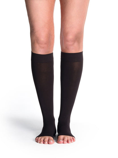 Sigvaris 840 Soft Opaque Compression Socks 15 - 20 mmHg Calf High for Female Open Toe | Sigvaris - Factory Direct Medical