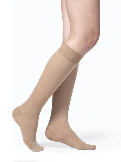 Sigvaris 860 Opaque Compression Socks 30 - 40 mmHg Calf High w/Grip Top For Women Closed Toe | Sigvaris - Factory Direct Medical