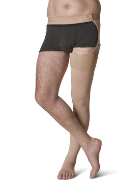 Sigvaris 504 Spec Natural Rubber Compression Socks 40-50 mmHg Thigh High w/Waist Attachment for Unisex Open Toe