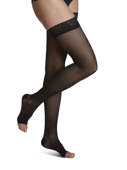 Sigvaris 780 Sheer Compression Socks 15-20 mmHg Thigh High for Women Open Toe