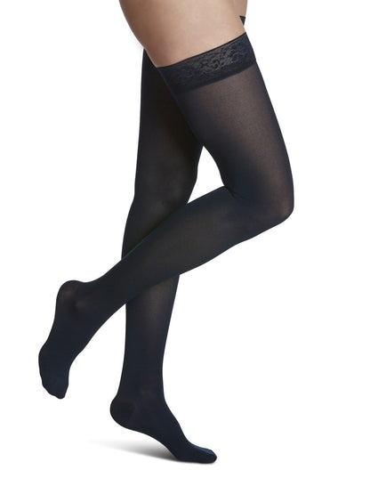 Sigvaris 840 Soft Opaque Compression Socks 15-20 mmHg Thigh High for Female Closed Toe