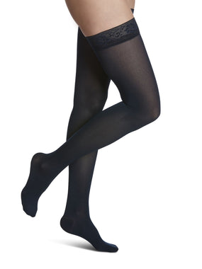 Sigvaris 840 Soft Opaque Compression Socks 30-40 mmHg Thigh High for Female Closed Toe