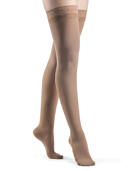 Sigvaris 840 Soft Opaque Compression Socks 15-20 mmHg Thigh High for Female Closed Toe