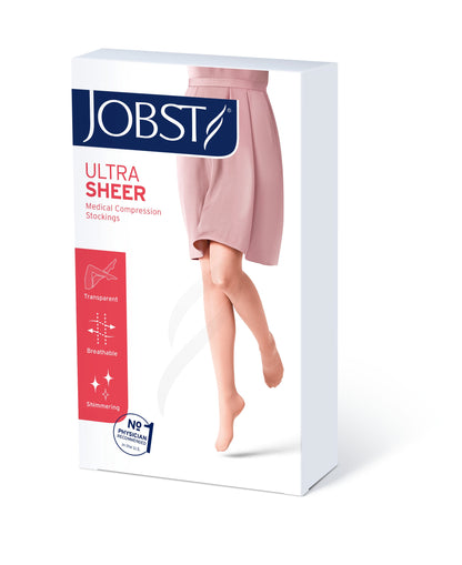 JOBST UltraSheer Compression Stockings 15-20 mmHg Thigh High Silicone Dot Band Open Toe