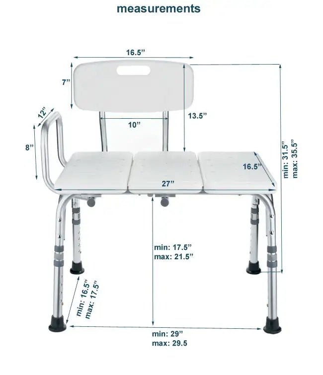 Transfer Bath Bench with Back | Mobb - Factory Direct Medical