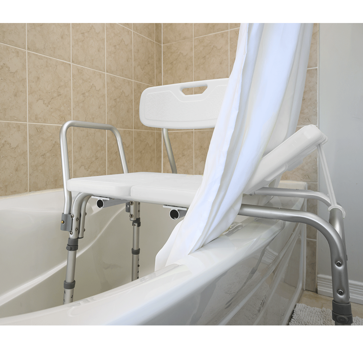 Transfer Bath Bench with Curtain Control — MOBB Home Health Care, alternate angle