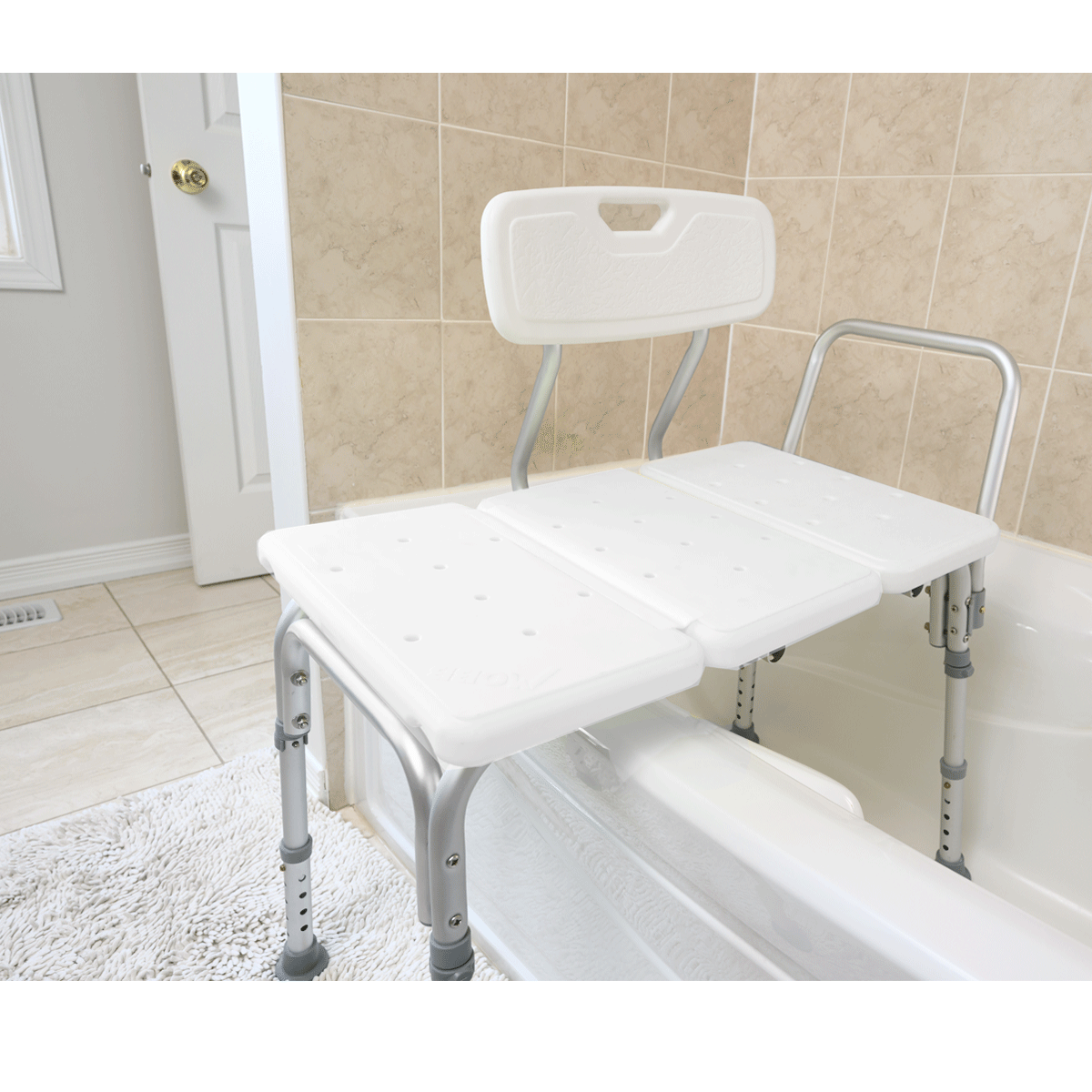 Transfer Bath Bench with Curtain Control — MOBB Home Health Care, side profile