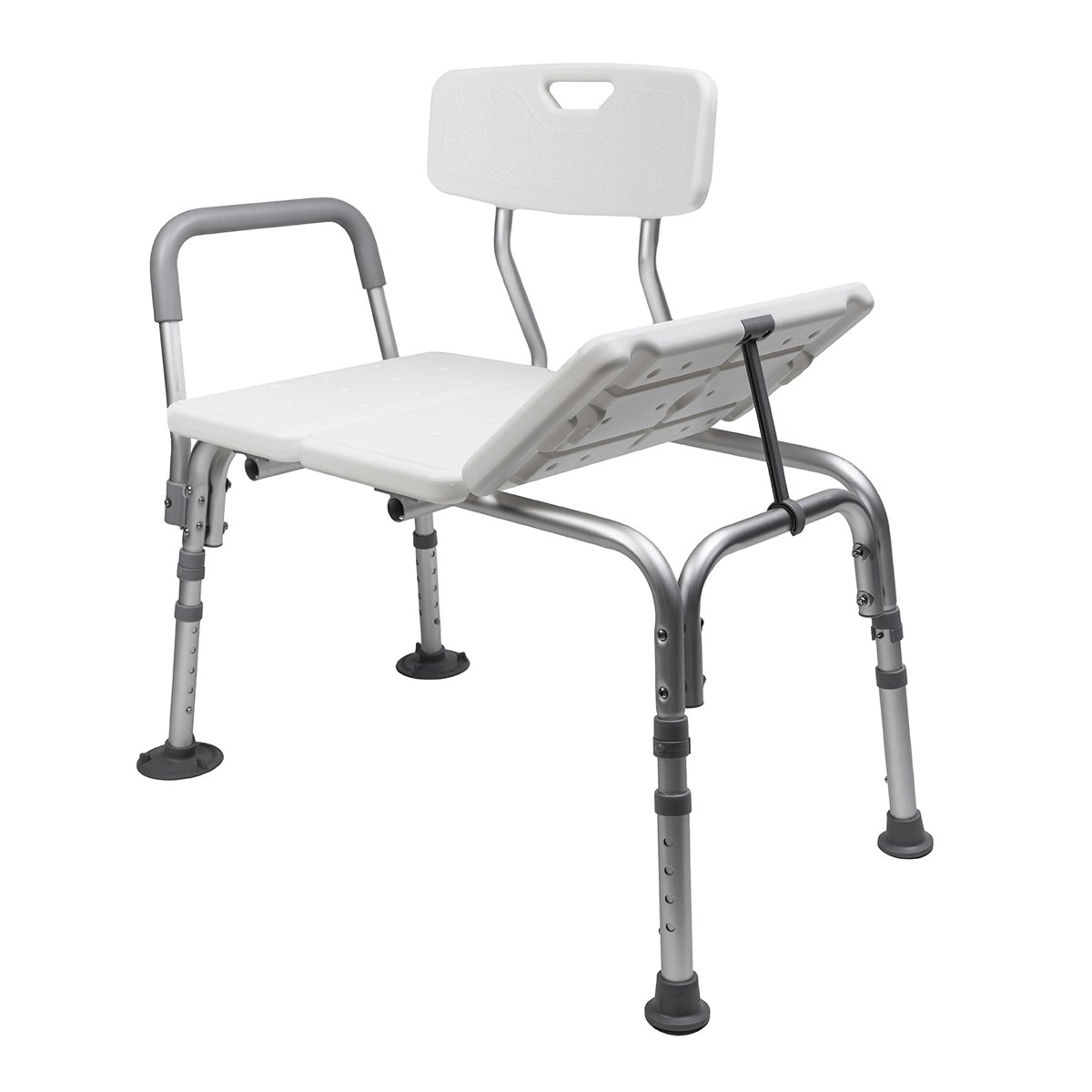 Transfer Bath Bench with Curtain Control — MOBB Home Health Care, in use