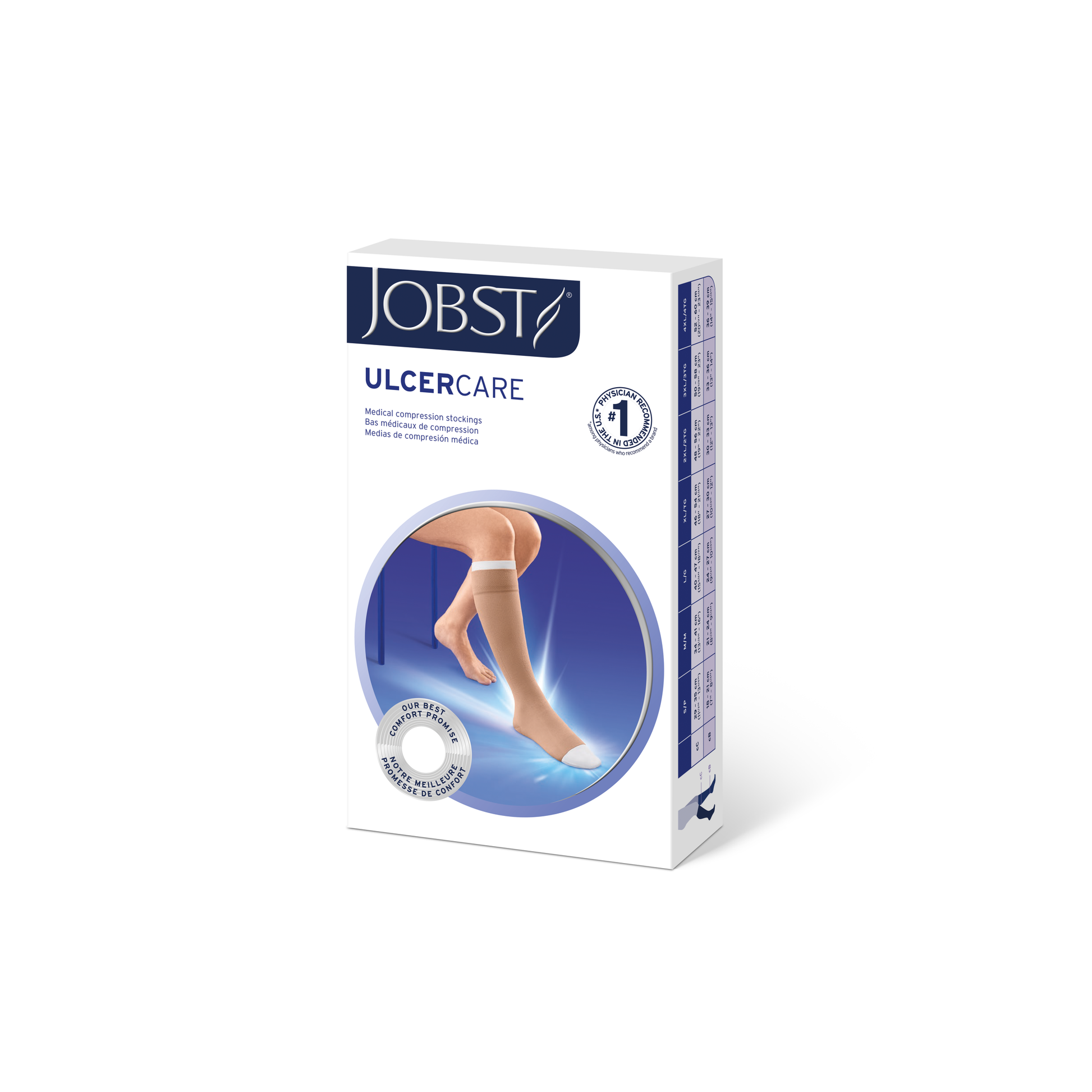 JOBST UlcerCARE 2-Part Compression System Liners 40+ mmHg Knee High Open Toe No Zipper
