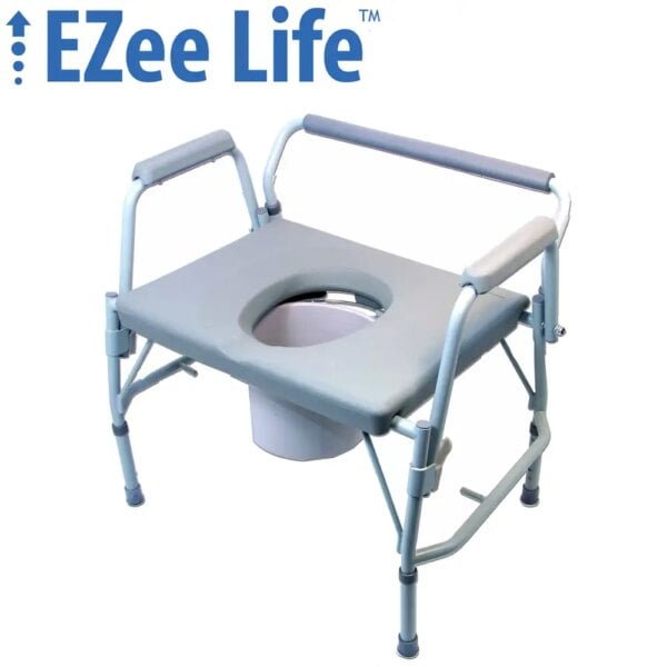 Wide seat folding commode