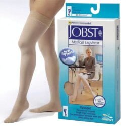 JOBST Opaque - Thigh High Dot Band Stockings, Open Toe