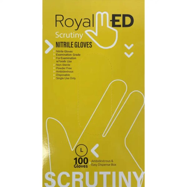 RoyalMed Scrutiny Nitrile Gloves - 100/Box - Medium