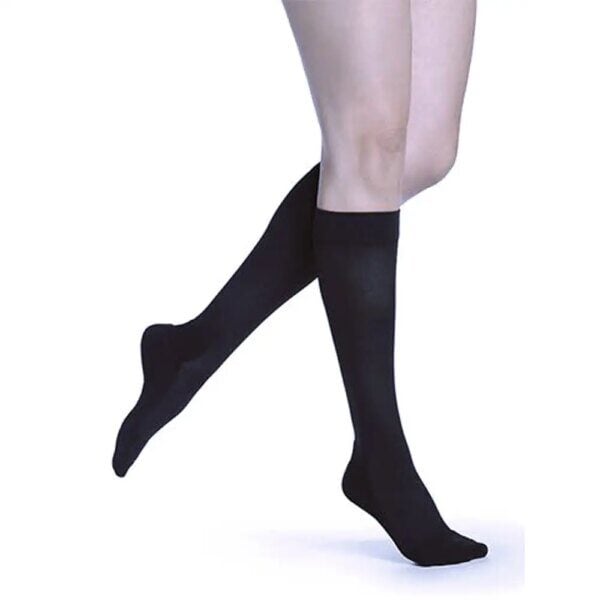 women closed toe black compression stockings