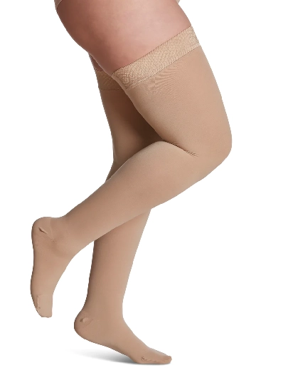 Sigvaris Essential 860 Opaque Thigh High Natural Honey Featured.