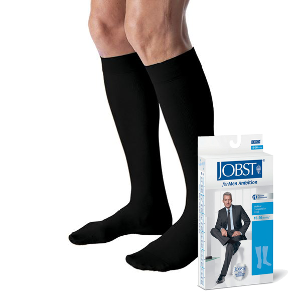 Jobst For Men Knee High Closed Toe Socks Black Tall