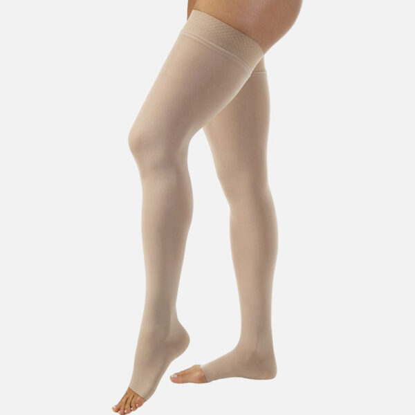 JOBST Relief - Unisex Compression Stockings Thigh High No Band Stockings, Open Toe, Beige