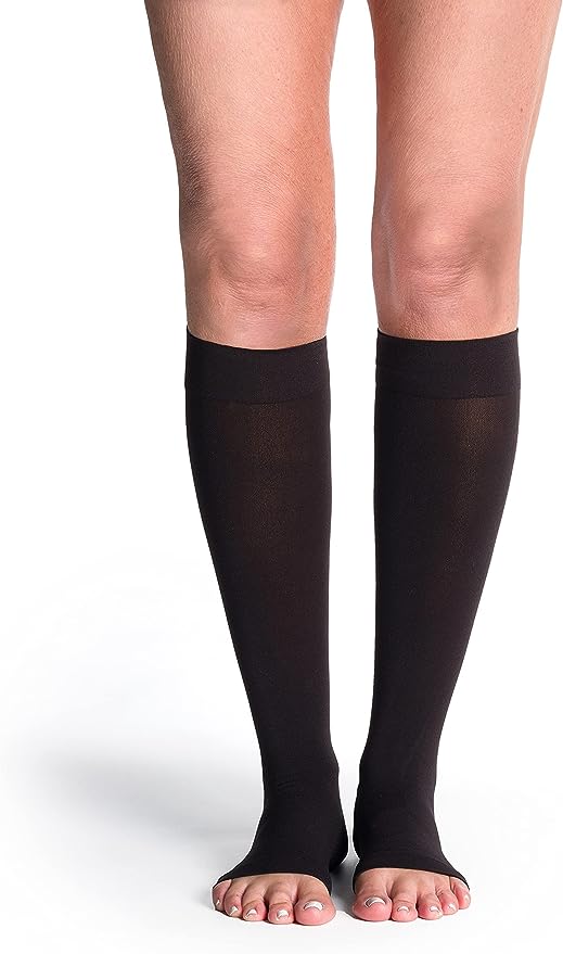 Nylon open toe compression stockings